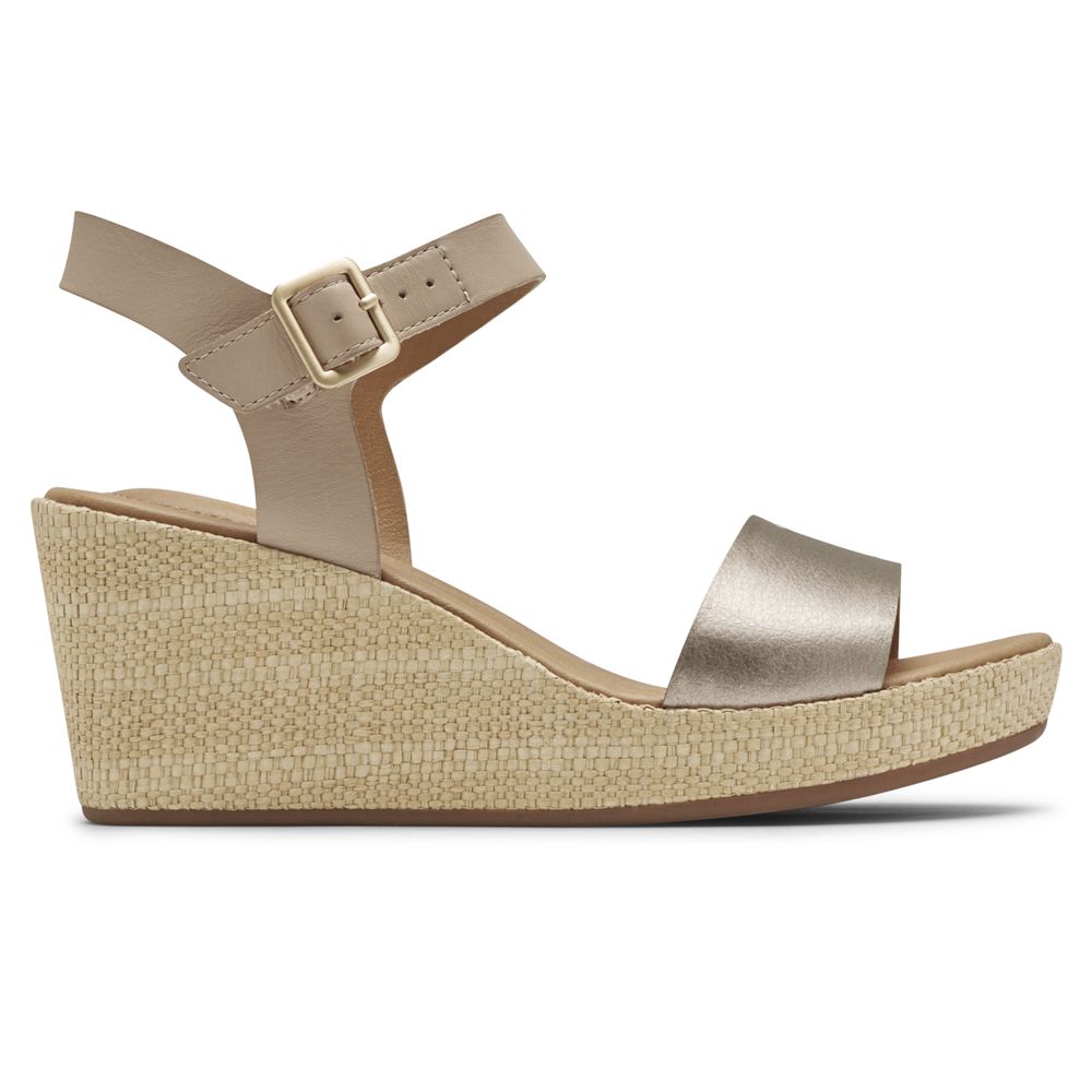 Sandale Cu Pene Rockport Dama Lyla Ankle-Strap Taupe - Romania 3715-ZKWDN